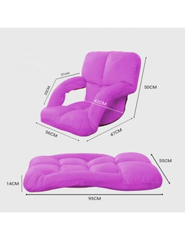 SOGA 4X Foldable Lounge Cushion Adjustable Floor Lazy Recliner Chair with Armrest Purple