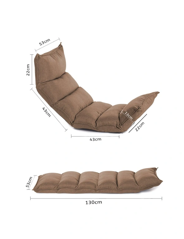 SOGA Foldable Tatami Floor Sofa Bed Meditation Lounge Chair Recliner Lazy Couch Khaki, hi-res image number null