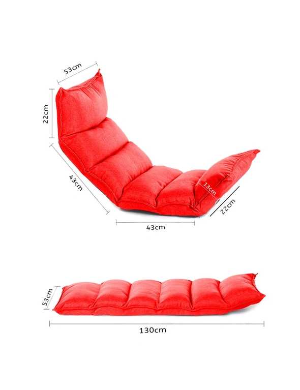 SOGA 2X Foldable Tatami Floor Sofa Bed Meditation Lounge Chair Recliner Lazy Couch Red, hi-res image number null