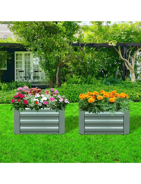 SOGA 2X 100cm Square Galvanised Raised Garden Bed Vegetable Herb Flower Outdoor Planter Box, hi-res image number null