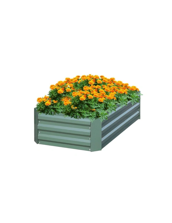 SOGA 90cm Rectangle Galvanised Raised Garden Bed Vegetable Herb Flower Outdoor Planter Box, hi-res image number null