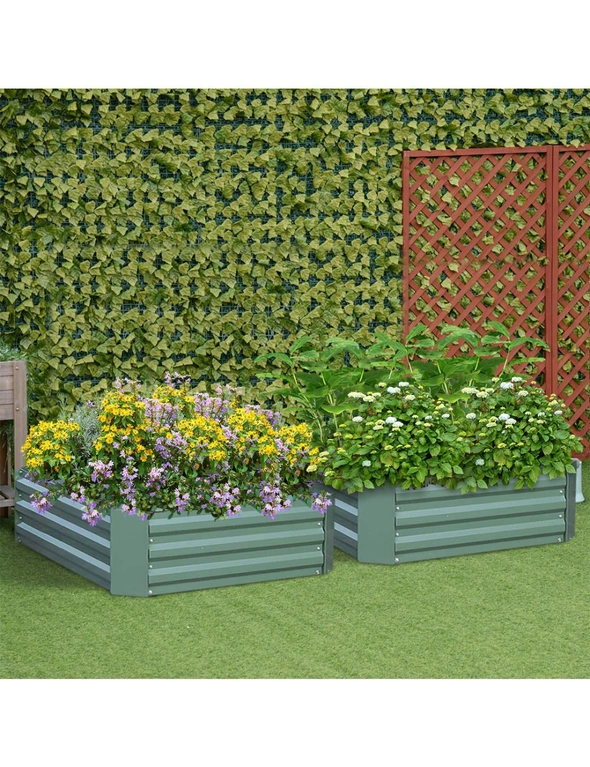 SOGA 2X 90cm Rectangle Galvanised Raised Garden Bed Vegetable Herb Flower Outdoor Planter Box, hi-res image number null