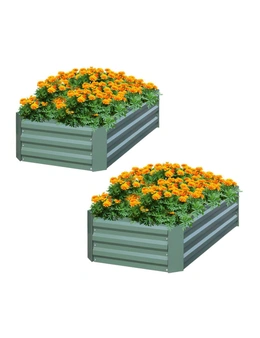 SOGA 2X 120X90cm Rectangle Galvanised Raised Garden Bed Vegetable Herb Flower Outdoor Planter Box