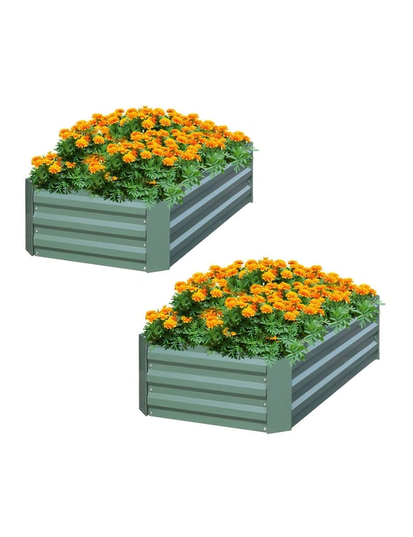 SOGA 2X 120X90cm Rectangle Galvanised Raised Garden Bed Vegetable Herb Flower Outdoor Planter Box, hi-res image number null