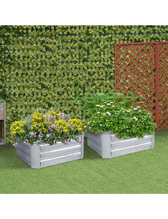 SOGA 2X 90cm Square Galvanised Raised Garden Bed Vegetable Herb Flower Outdoor Planter Box, hi-res image number null