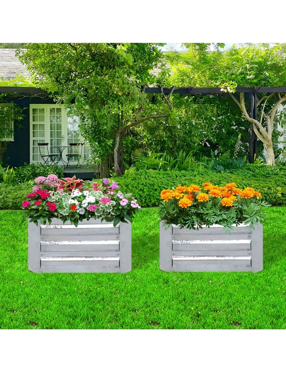 SOGA 2X 90cm Square Galvanised Raised Garden Bed Vegetable Herb Flower Outdoor Planter Box, hi-res image number null