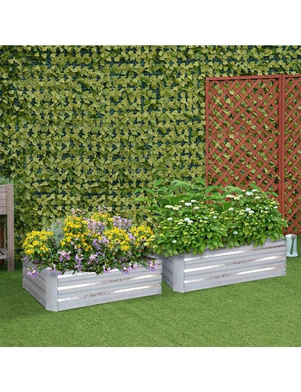 SOGA 120cm Rectangle Galvanised Raised Garden Bed Vegetable Herb Flower Outdoor Planter Box, hi-res image number null