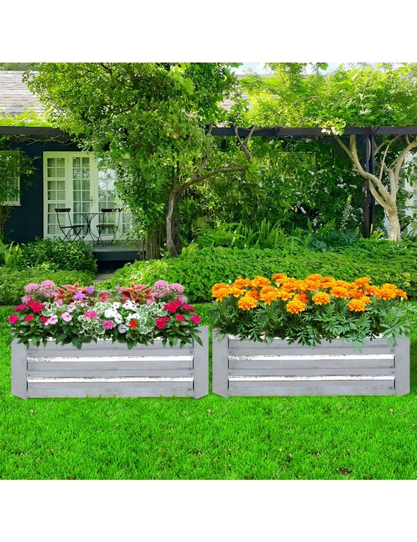 SOGA 120cm Rectangle Galvanised Raised Garden Bed Vegetable Herb Flower Outdoor Planter Box, hi-res image number null
