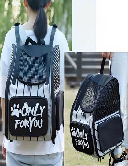 SOGA Black Pet Carrier Backpack Breathable Mesh Portable Safety Travel Essentials Outdoor Bag, hi-res image number null