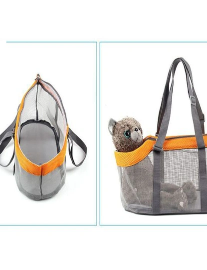 SOGA Black Pet Carrier Bag Breathable Net Mesh Tote Pouch Dog Cat Travel Essentials, hi-res image number null