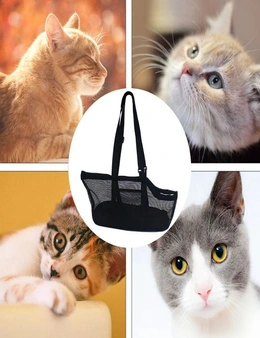 SOGA 2X Black Pet Carrier Bag Breathable Net Mesh Tote Pouch Dog Cat Travel Essentials