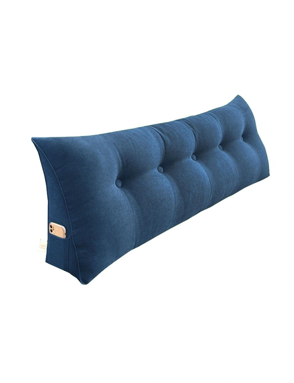 SOGA 100cm Blue Triangular Wedge Bed Pillow Headboard Backrest Bedside Tatami Cushion Home Decor, hi-res image number null