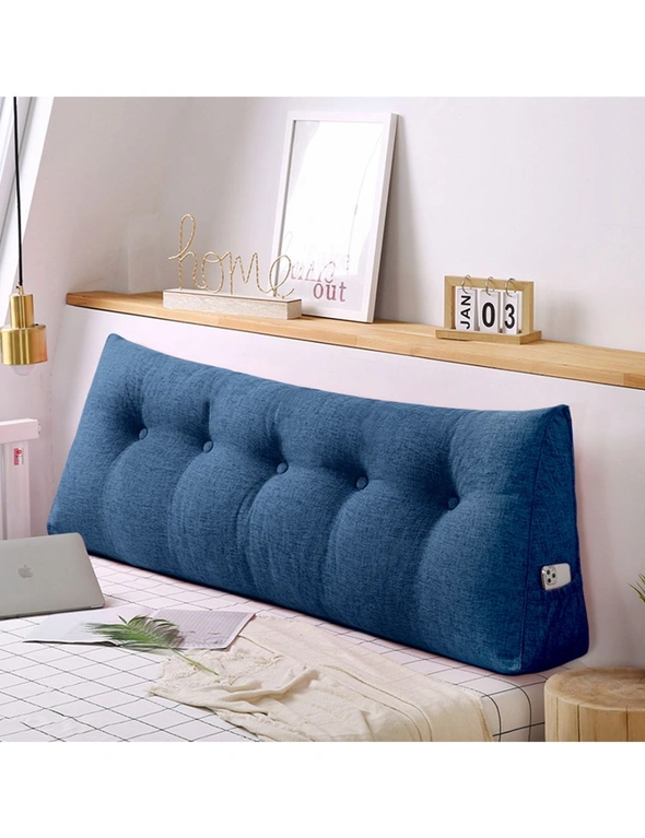 SOGA 100cm Blue Triangular Wedge Bed Pillow Headboard Backrest Bedside Tatami Cushion Home Decor, hi-res image number null
