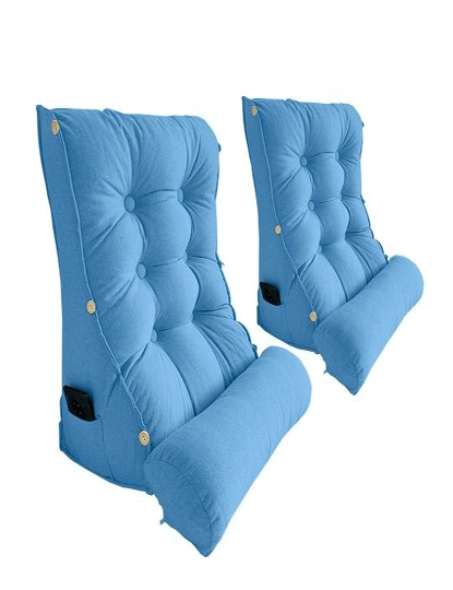 SOGA 2X 45cm Blue Triangular Wedge Lumbar Pillow Headboard Backrest Sofa Bed Cushion Home Decor, hi-res image number null