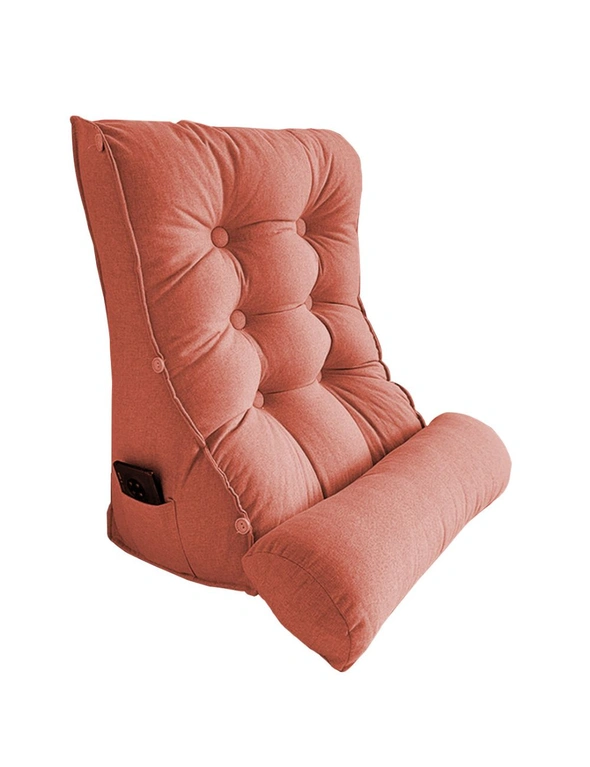 SOGA 60cm Peach Triangular Wedge Lumbar Pillow Headboard Backrest Sofa Bed Cushion Home Decor, hi-res image number null