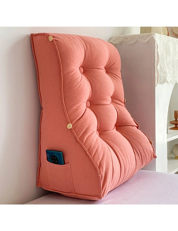 SOGA 60cm Peach Triangular Wedge Lumbar Pillow Headboard Backrest Sofa Bed Cushion Home Decor, hi-res image number null