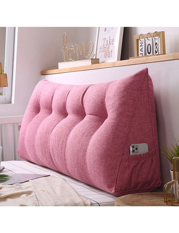 SOGA 100cm Pink Triangular Wedge Bed Pillow Headboard Backrest Bedside Tatami Cushion Home Decor, hi-res image number null