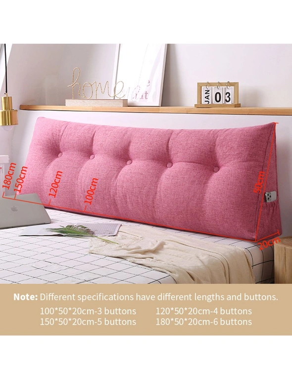 SOGA 2X 100cm Red Triangular Wedge Bed Pillow Headboard Backrest Bedside Tatami Cushion Home Decor, hi-res image number null