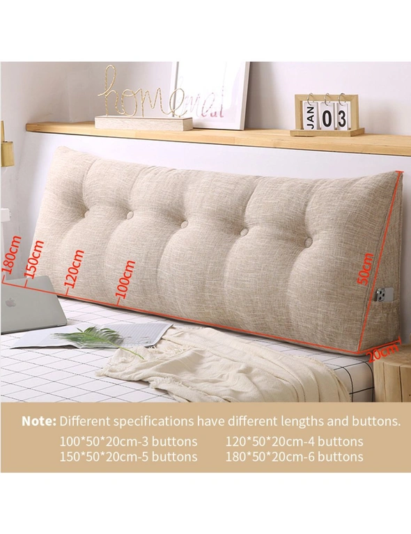 SOGA 4X 150cm Beige Triangular Wedge Bed Pillow Headboard Backrest Bedside Tatami Cushion Home Decor, hi-res image number null