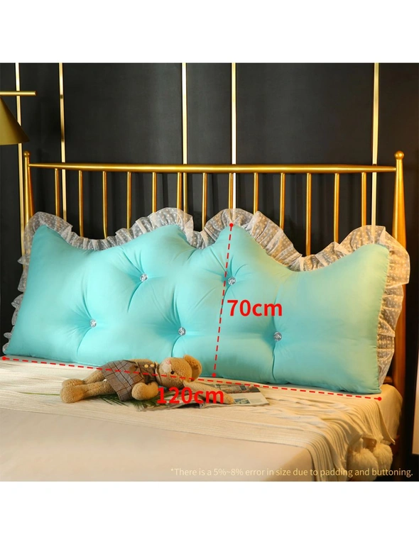 SOGA 4X 120cm Light Blue Princess Bed Pillow Headboard Backrest Bedside Tatami Sofa Cushion with Ruffle Lace Home Decor, hi-res image number null