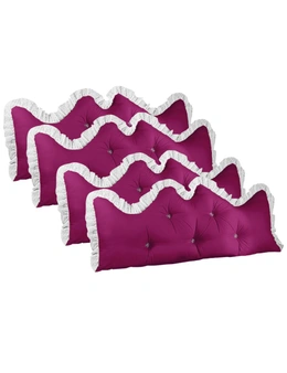 SOGA 4X 150cm Burgundy Princess Bed Pillow Headboard Backrest Bedside Tatami Sofa Cushion with Ruffle Lace Home Decor
