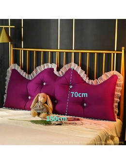 SOGA 4X 150cm Burgundy Princess Bed Pillow Headboard Backrest Bedside Tatami Sofa Cushion with Ruffle Lace Home Decor