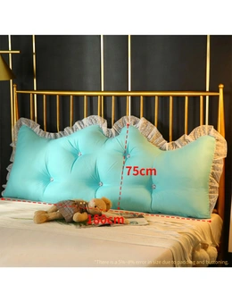 SOGA 2X 180cm Light Blue Princess Bed Pillow Headboard Backrest Bedside Tatami Sofa Cushion with Ruffle Lace Home Decor
