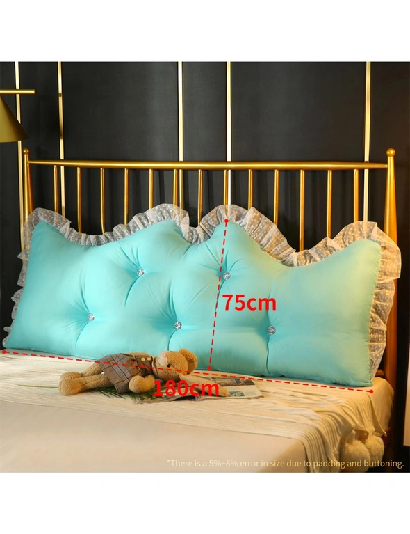 SOGA 2X 180cm Light Blue Princess Bed Pillow Headboard Backrest Bedside Tatami Sofa Cushion with Ruffle Lace Home Decor, hi-res image number null