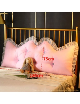 SOGA 2X 180cm Pink Princess Bed Pillow Headboard Backrest Bedside Tatami Sofa Cushion with Ruffle Lace Home Decor