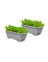 SOGA 49.5cm Gray Rectangular Planter Vegetable Herb Flower Outdoor Plastic Box with Holder Balcony Garden Decor Set of 2, hi-res