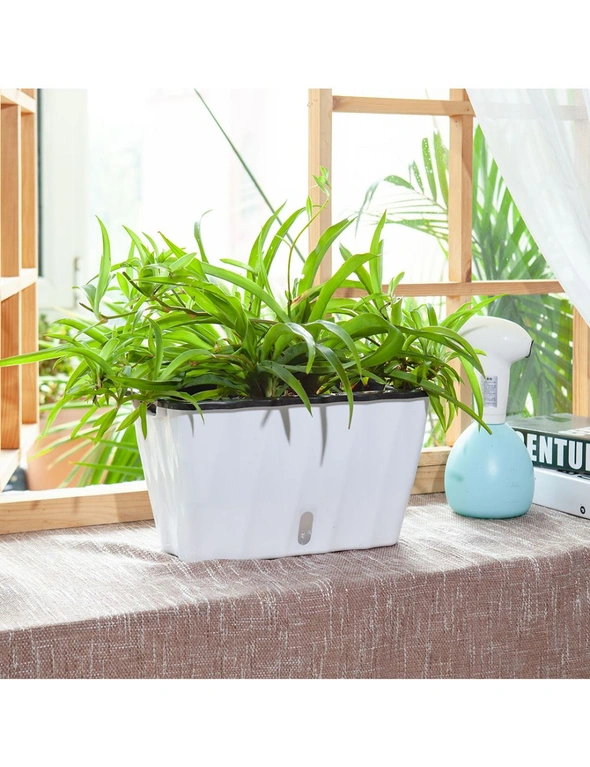 SOGA 35cm Small White Rectangular Flowerpot Vegetable Herb Flower Outdoor Plastic Box Garden Decor, hi-res image number null