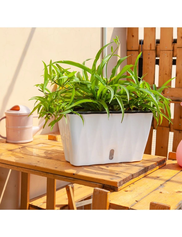 SOGA 35cm Small White Rectangular Flowerpot Vegetable Herb Flower Outdoor Plastic Box Garden Decor, hi-res image number null