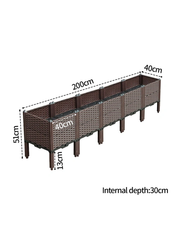 SOGA 2X 200cm Raised Planter Box Vegetable Herb Flower Outdoor Plastic Plants Garden Bed with Legs Deepen, hi-res image number null