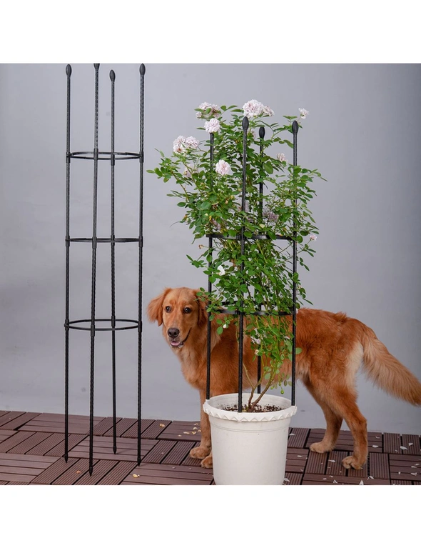 SOGA 103cm 4-Bar Plant Frame Stand Trellis Vegetable Flower Herbs Outdoor Vine Support Garden Rack with Rings, hi-res image number null