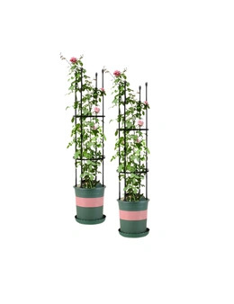 SOGA 2X 103cm 4-Bar Plant Frame Stand Trellis Vegetable Flower Herbs Outdoor Vine Support Garden Rack with Rings