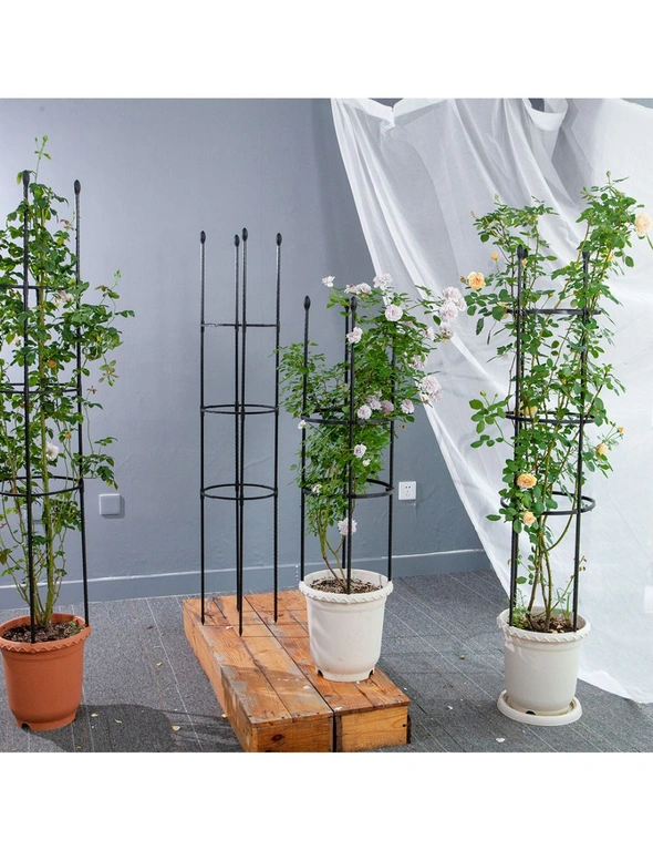 SOGA 2X 103cm 4-Bar Plant Frame Stand Trellis Vegetable Flower Herbs Outdoor Vine Support Garden Rack with Rings, hi-res image number null