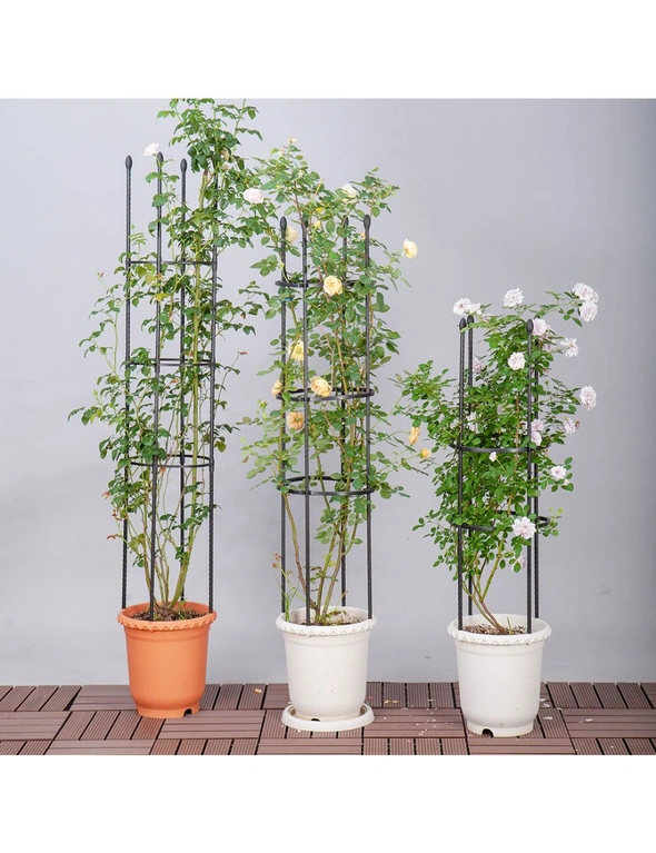 SOGA 133cm 4-Bar Plant Frame Stand Trellis Vegetable Flower Herbs Outdoor Vine Support Garden Rack with Rings, hi-res image number null
