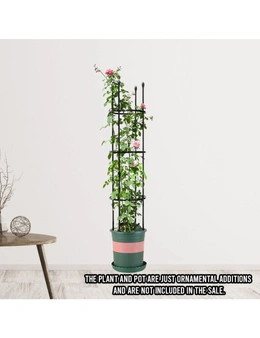 SOGA 2X 133cm 4-Bar Plant Frame Stand Trellis Vegetable Flower Herbs Outdoor Vine Support Garden Rack with Rings