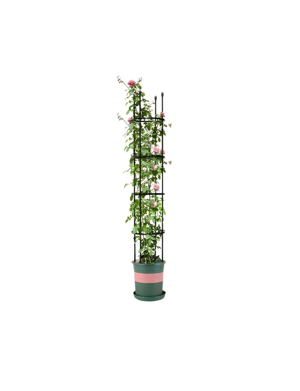 SOGA 163cm 4-Bar Plant Frame Stand Trellis Vegetable Flower Herbs Outdoor Vine Support Garden Rack with Rings, hi-res image number null