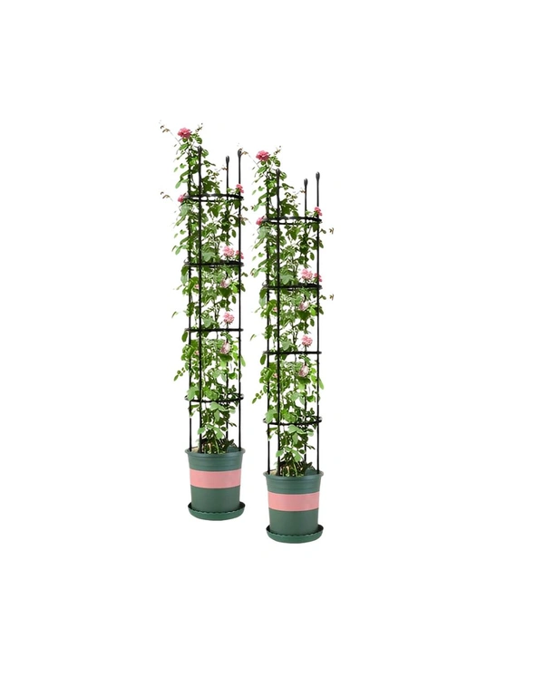 SOGA 2X 163cm 4-Bar Plant Frame Stand Trellis Vegetable Flower Herbs Outdoor Vine Support Garden Rack with Rings, hi-res image number null