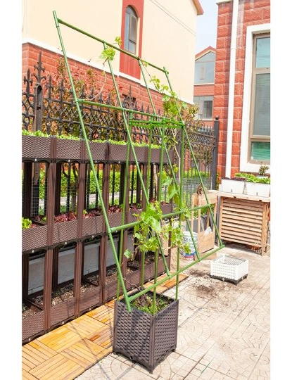SOGA 160cm Rectangular Inclined Plant Frame Tube Pergola Trellis Vegetable Flower Herbs Outdoor Vine Support Garden Rack, hi-res image number null