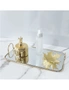 SOGA 40.5cm Gold Flat-Lay Mirror Glass Metal Tray Vanity Makeup Perfume Jewelry Organiser with Handles, hi-res