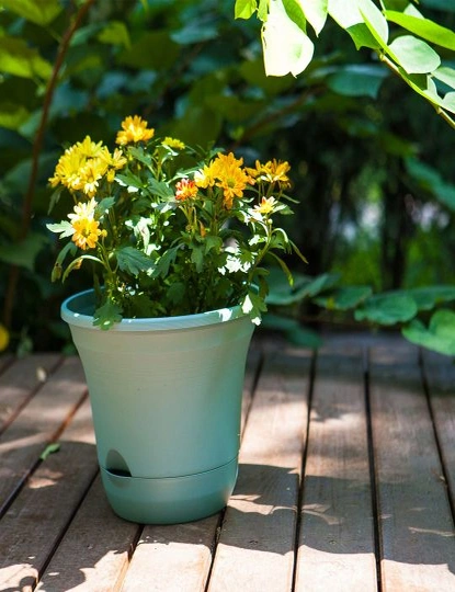 SOGA 20cm Blue Plastic Plant Pot Self Watering Planter Flower Bonsai Indoor Outdoor Garden Decor Set of 3, hi-res image number null