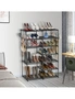 SOGA 12-Shelf Tier Shoe Storage Shelf Space-Saving Caddy Rack Organiser with Side Hooks Black, hi-res