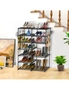 SOGA 2X 12-Shelf Tier Shoe Storage Shelf Space-Saving Caddy Rack Organiser with Side Hooks Black, hi-res