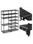 SOGA 2X 12-Shelf Tier Shoe Storage Shelf Space-Saving Caddy Rack Organiser with Side Hooks Black, hi-res
