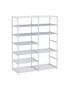 SOGA 12-Shelf Tier Shoe Storage Shelf Space-Saving Caddy Rack Organiser with Side Hooks White, hi-res