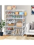 SOGA 2X 12-Shelf Tier Shoe Storage Shelf Space-Saving Caddy Rack Organiser with Side Hooks White, hi-res
