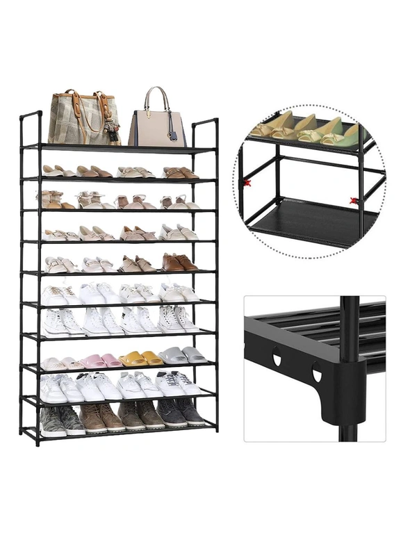 SOGA 10 Tier Shoe Storage Shelf Space-Saving Caddy Rack Organiser with Handle, hi-res image number null
