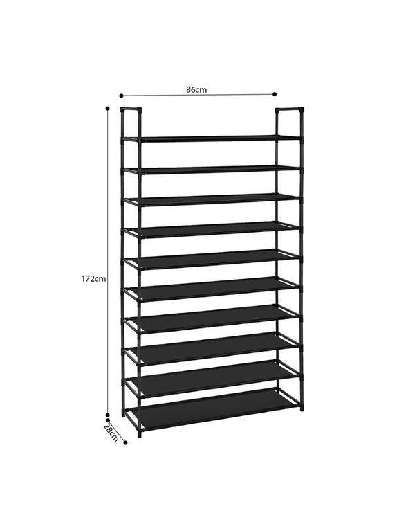 SOGA 2X 10 Tier Shoe Storage Shelf Space-Saving Caddy Rack Organiser with Handle, hi-res image number null